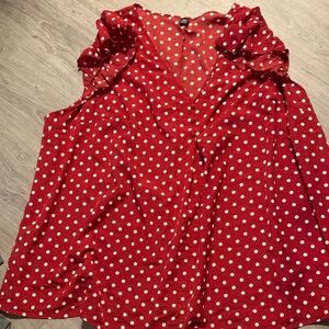SHEIN Red and White Polka Dot Top